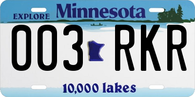 MN license plate 003RKR