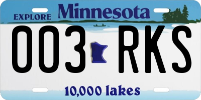 MN license plate 003RKS