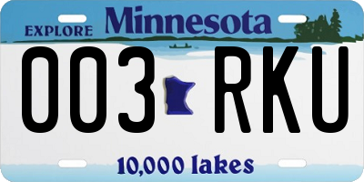 MN license plate 003RKU