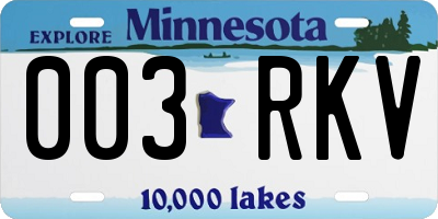 MN license plate 003RKV