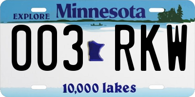 MN license plate 003RKW