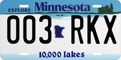 MN license plate 003RKX