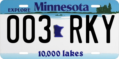 MN license plate 003RKY