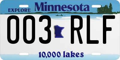 MN license plate 003RLF