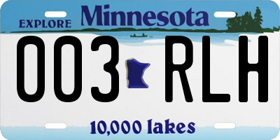 MN license plate 003RLH