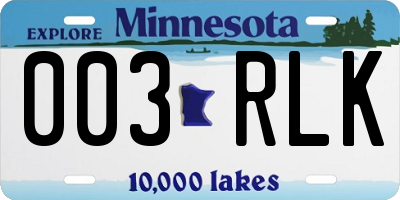 MN license plate 003RLK