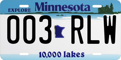 MN license plate 003RLW