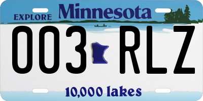 MN license plate 003RLZ