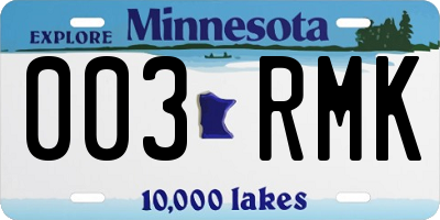 MN license plate 003RMK