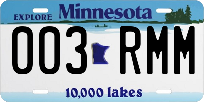 MN license plate 003RMM