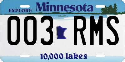 MN license plate 003RMS