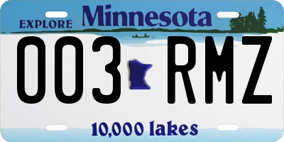 MN license plate 003RMZ