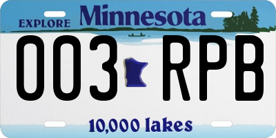 MN license plate 003RPB