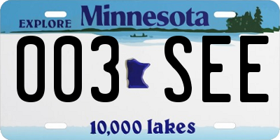 MN license plate 003SEE