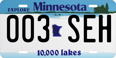 MN license plate 003SEH