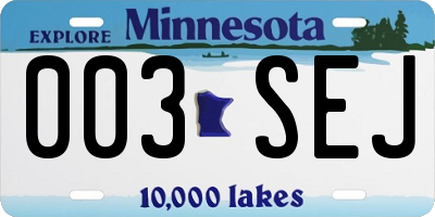 MN license plate 003SEJ