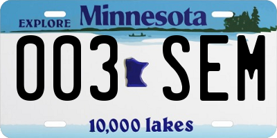 MN license plate 003SEM
