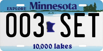 MN license plate 003SET
