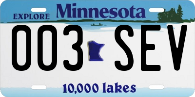 MN license plate 003SEV