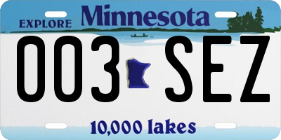 MN license plate 003SEZ