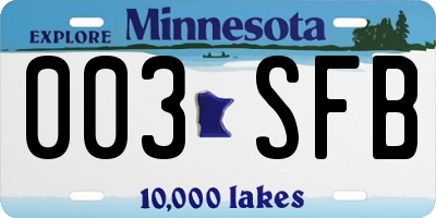 MN license plate 003SFB