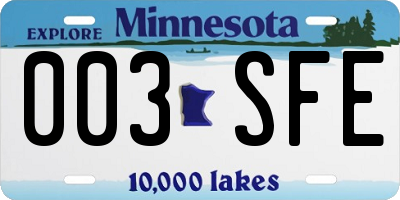 MN license plate 003SFE