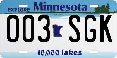 MN license plate 003SGK