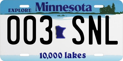 MN license plate 003SNL