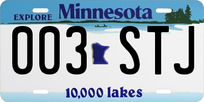 MN license plate 003STJ