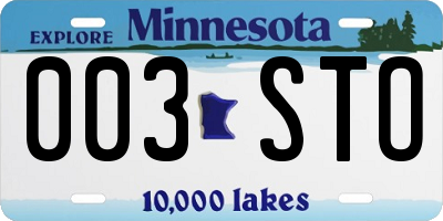 MN license plate 003STO