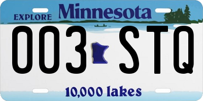 MN license plate 003STQ