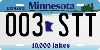 MN license plate 003STT