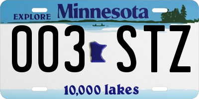 MN license plate 003STZ