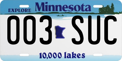 MN license plate 003SUC