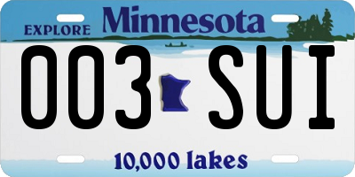MN license plate 003SUI