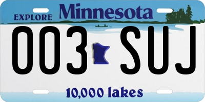 MN license plate 003SUJ