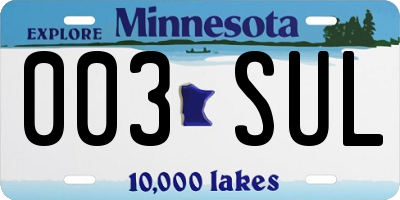 MN license plate 003SUL
