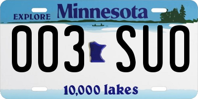 MN license plate 003SUO