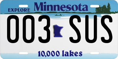 MN license plate 003SUS