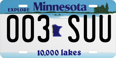 MN license plate 003SUU