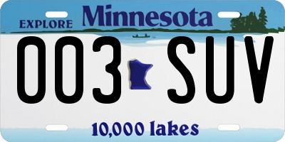 MN license plate 003SUV