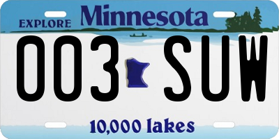 MN license plate 003SUW