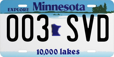 MN license plate 003SVD
