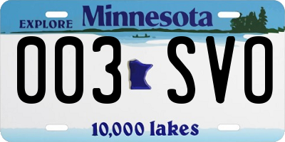 MN license plate 003SVO
