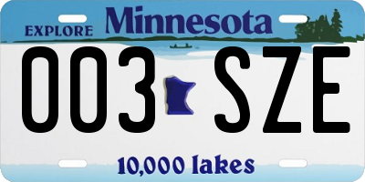 MN license plate 003SZE