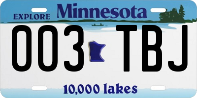 MN license plate 003TBJ