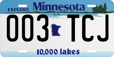 MN license plate 003TCJ