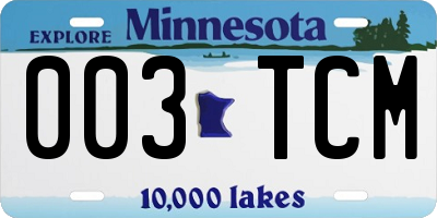 MN license plate 003TCM