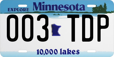MN license plate 003TDP