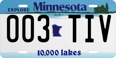 MN license plate 003TIV